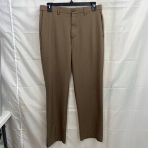 Haggar men's classic fit cool 18 pro dark tan khaki‎ dress pants business casual
